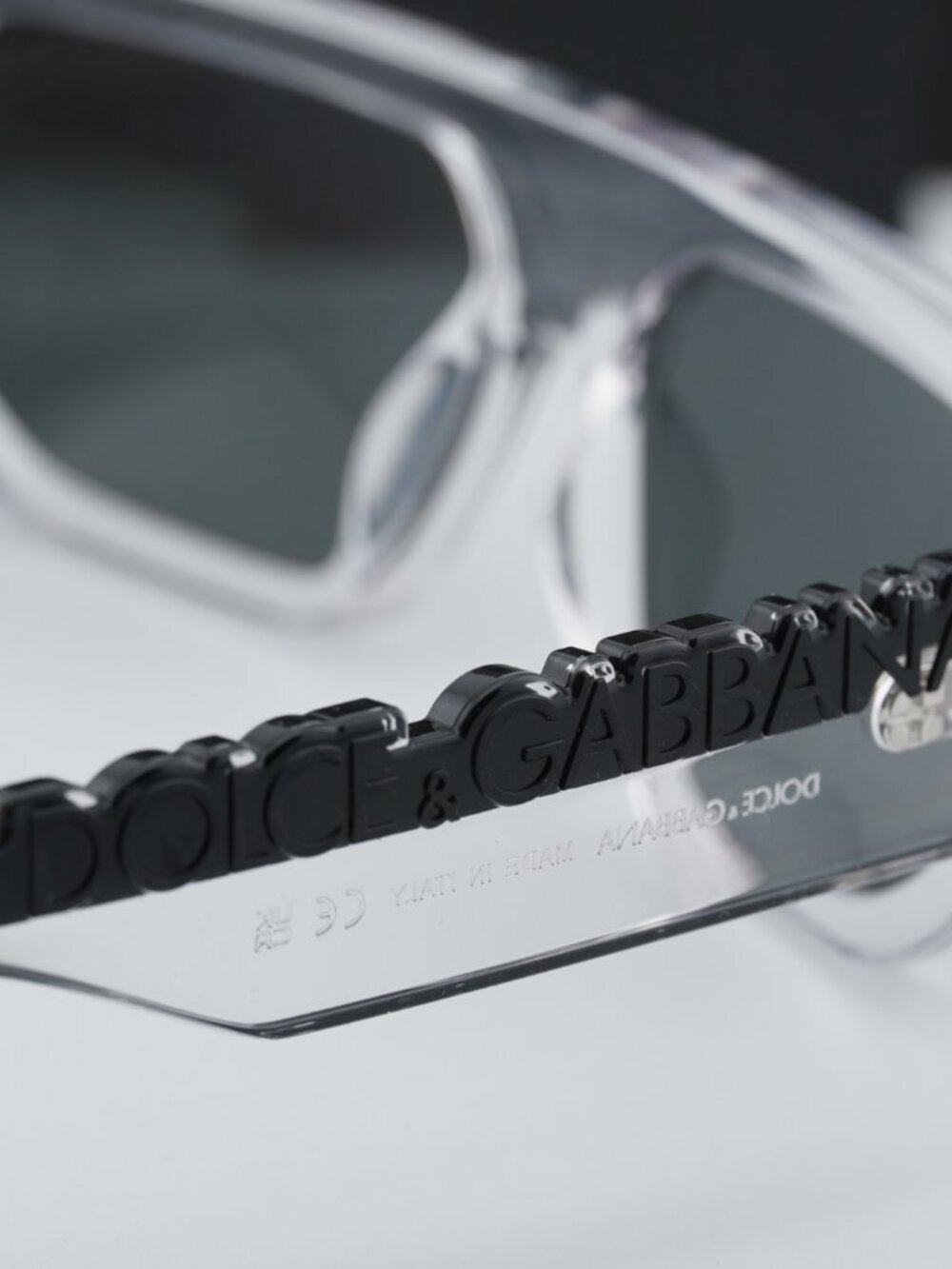 Dolce & Gabbana DG6203 313387 Rectangle Sunglasses - Transparent\Dark Grey - Picture 6 of 9